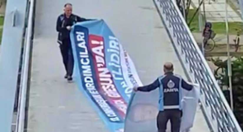 Kılıçdaroğlu gelmeden pankartları söküldü