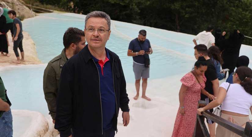 Kuzalan ve Göksu travertenlerini gezdi