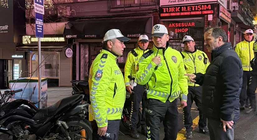 Giresun’da yaya yolunu ihlal eden motosikletlere denetim