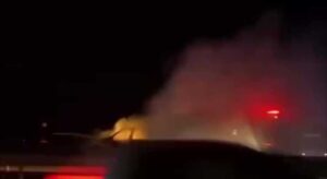 Espiye’de araç seyir halinde yandı