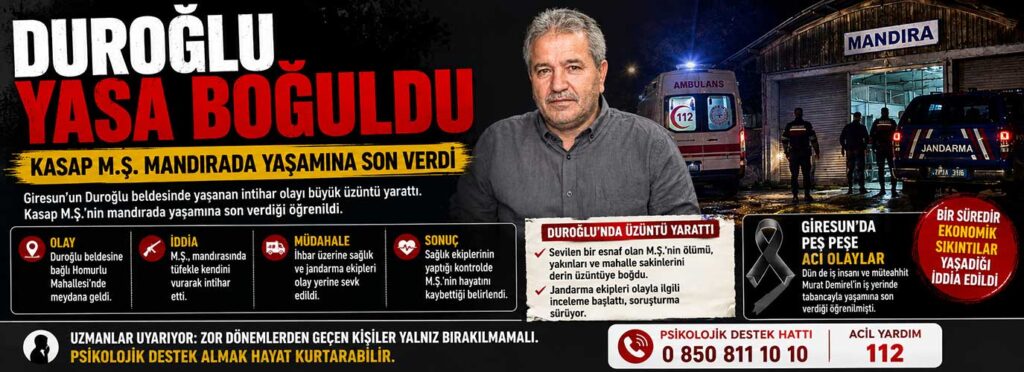 Kasap M.Ş. mandırada yaşamına son verdi