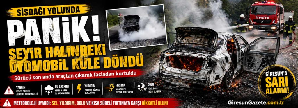 Seyir halindeki otomobil küle döndü