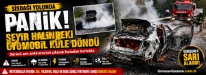 Seyir halindeki otomobil küle döndü