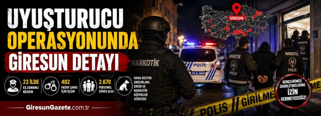Uyuşturucu operasyonunda Giresun detayı