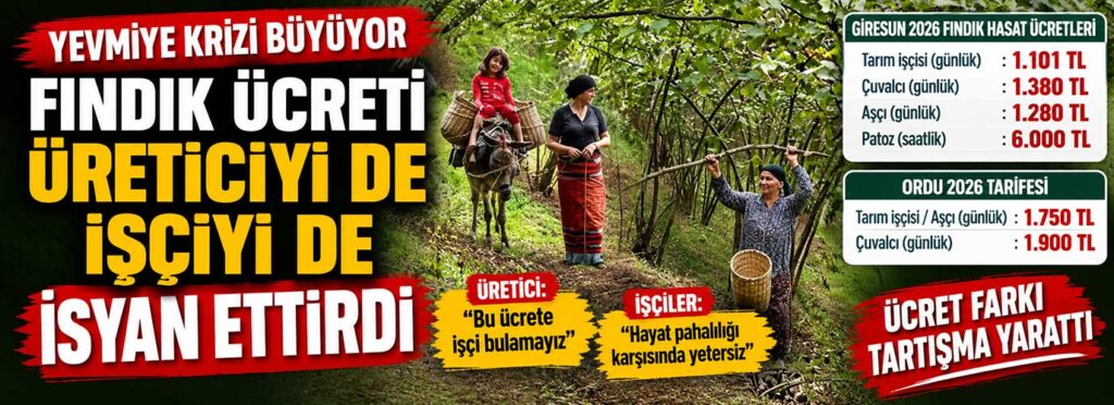Fındık ücreti üreticiyi de işçiyi de isyan ettirdi