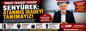 Şenyürek: Atanmış iradeyi tanımayız